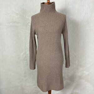 Nap Loungewear Tan Brown Ribbed Long Sleeve Funnel Neck Cashmere Sweater Tunic M